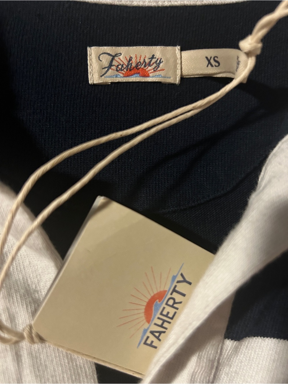 NWT Faherty Rugby Jersey Dress Cape Stripe - Navy & White Polo Dress - Picture 6 of 6